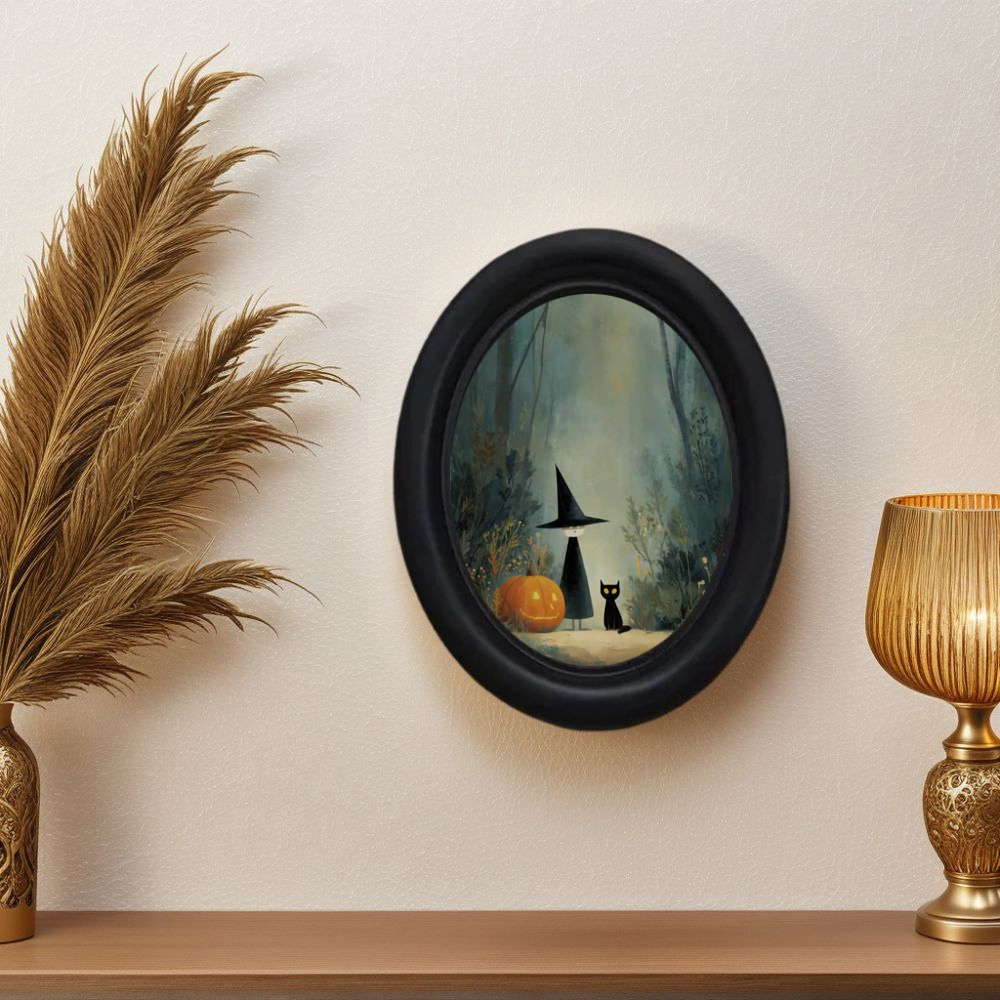 Office Furniture For Home - Een 3D Vintage Halloween-heks en zwarte
