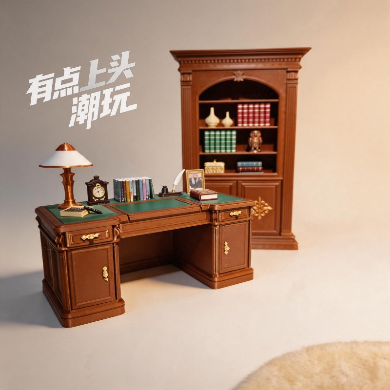 Office Furniture Set - Originele 1/12 miniatuur vintage bureaustoelset in